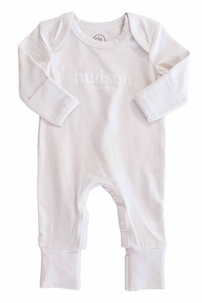 Personalized Full Length Snap Romper | Light Sand