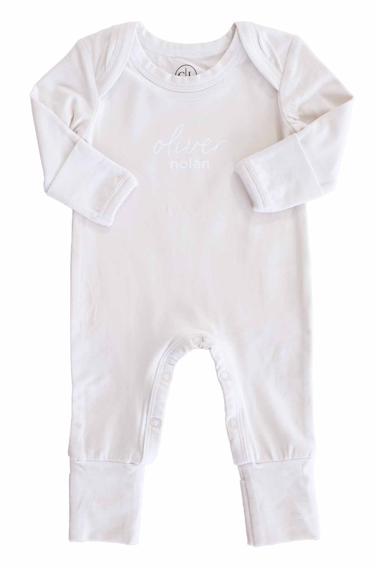 Personalized Full Length Snap Romper | Light Sand