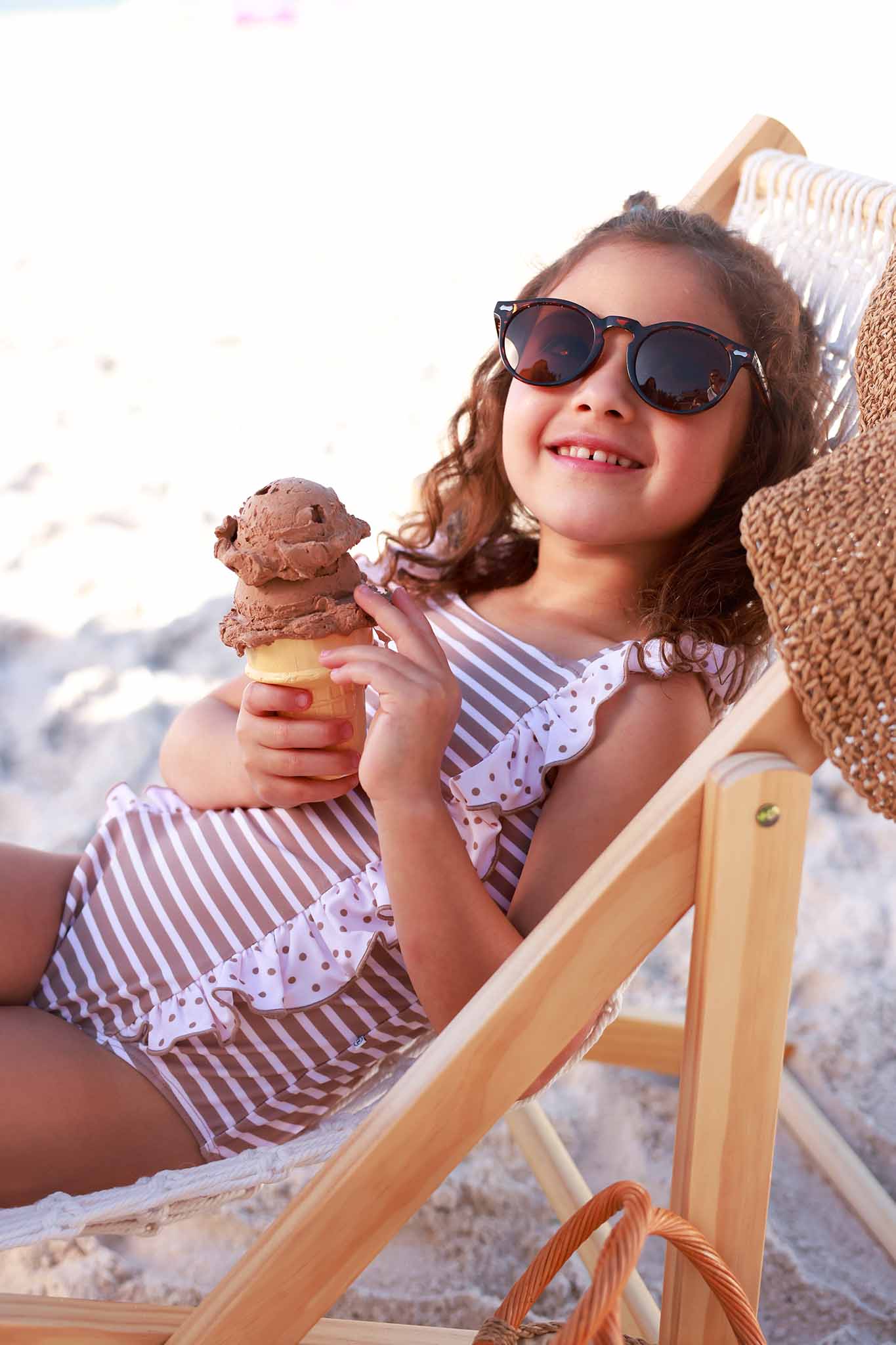 Double Ruffle Bow Back One Piece | Sandy Stripes