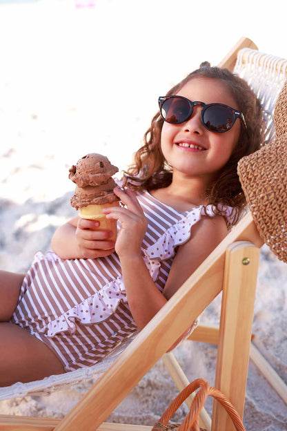 Double Ruffle Bow Back One Piece | Sandy Stripes