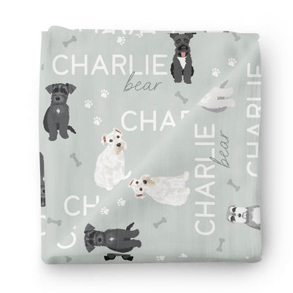 Personalized Baby Name Swaddle Blanket | Dog Breeds