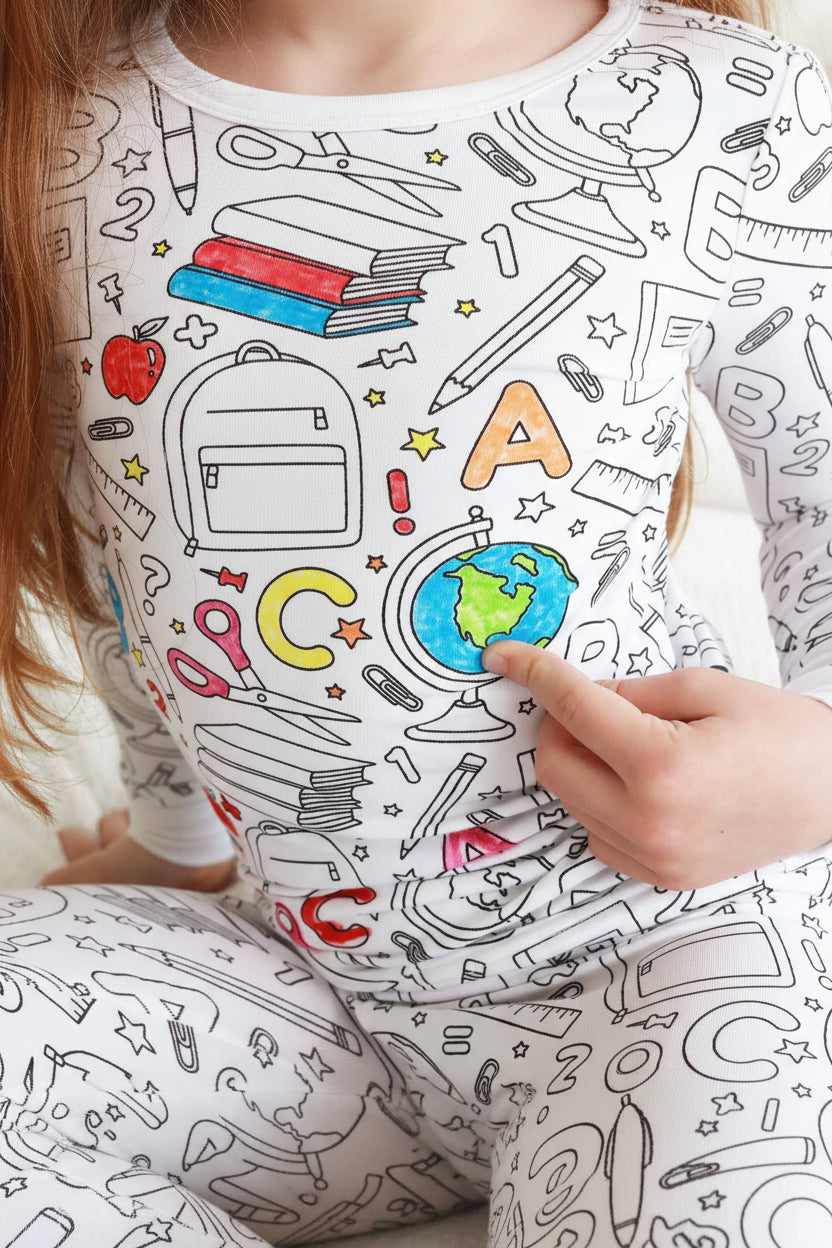 Colorable Two Piece Pajama Set | School Days