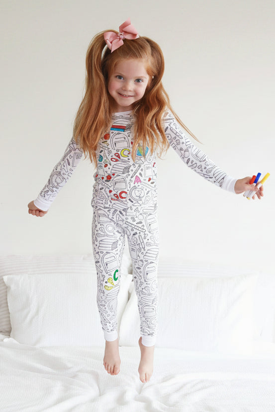 Colorable Two Piece Pajama Set | School Days