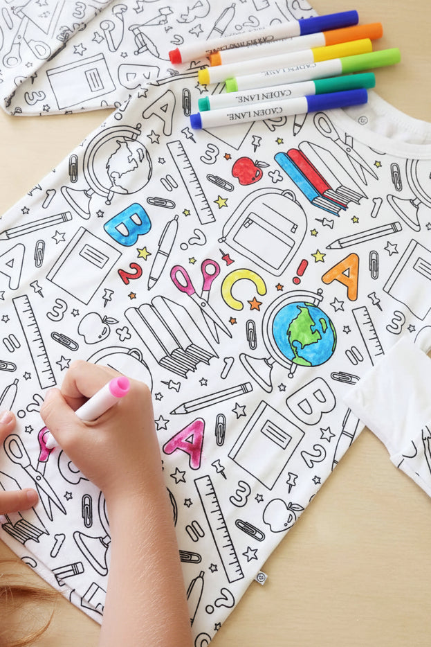 Colorable Two Piece Pajama Set | School Days