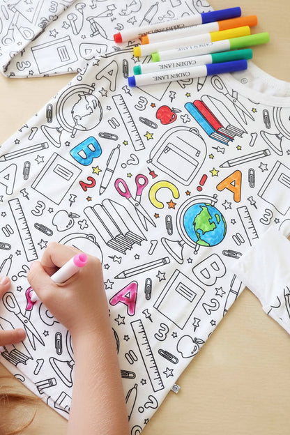 Colorable Two Piece Pajama Set | School Days