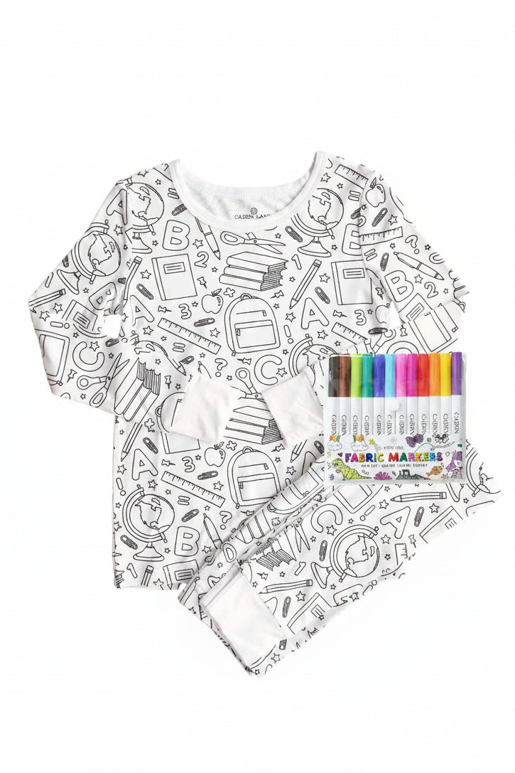 Colorable Two Piece Pajama Set | School Days