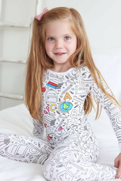 Colorable Two Piece Pajama Set | School Days