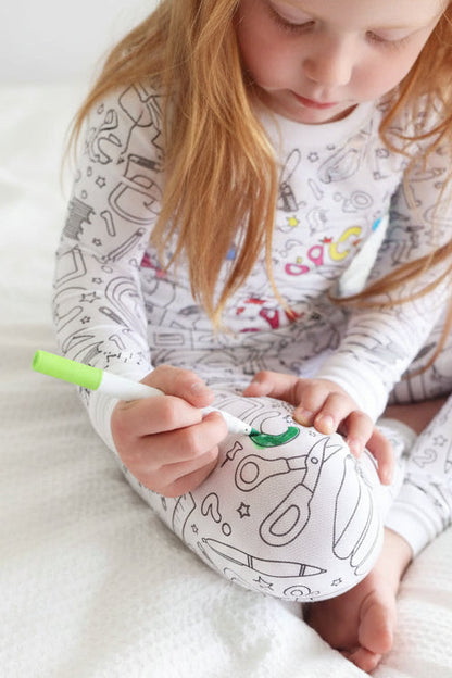 Colorable Two Piece Pajama Set | School Days