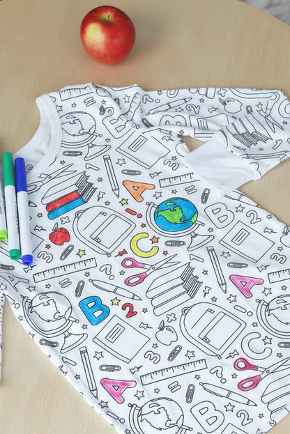 Colorable Two Piece Pajama Set | School Days