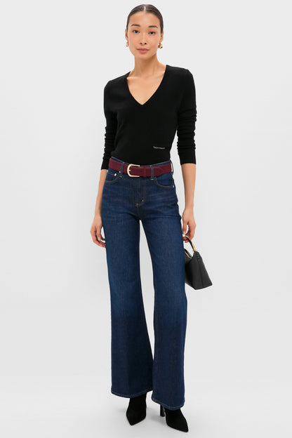 Burgundy Kennedy Calf-Hair Belt