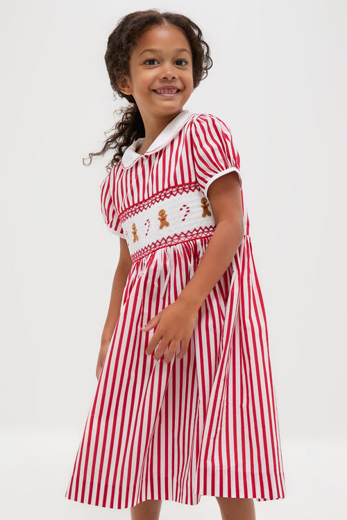 Candy Cane Stripe Smocked Dress
