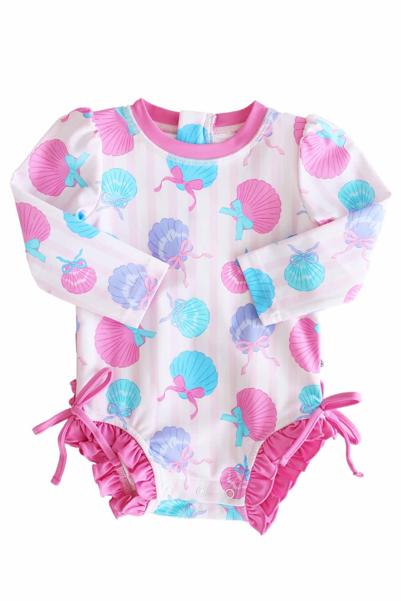 Long Sleeve Rash Guard With Ruffle Bottom | Seaside Sweetie