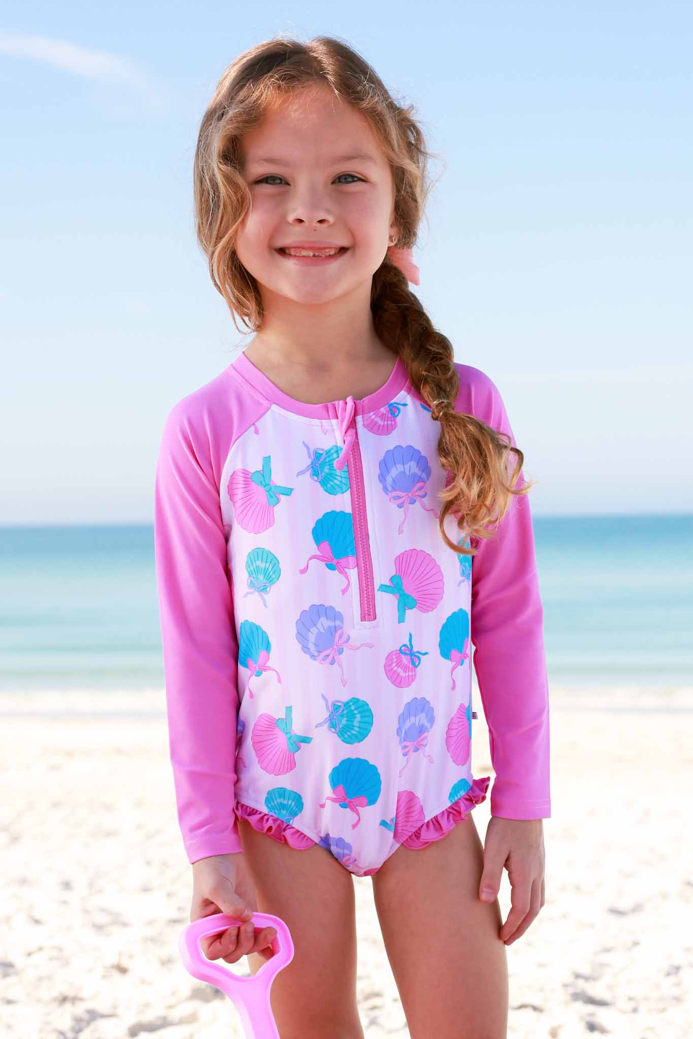 Long Sleeve Rash Guard with Front Zipper | Seaside Sweetie