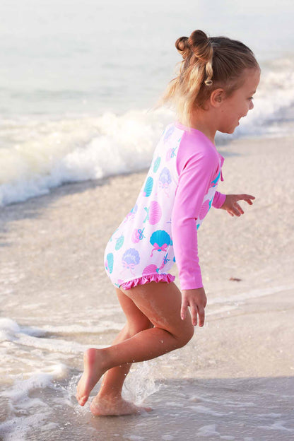 Long Sleeve Rash Guard with Front Zipper | Seaside Sweetie