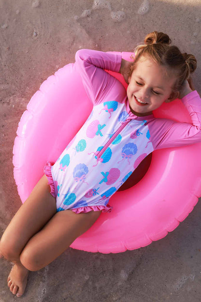 Long Sleeve Rash Guard with Front Zipper | Seaside Sweetie