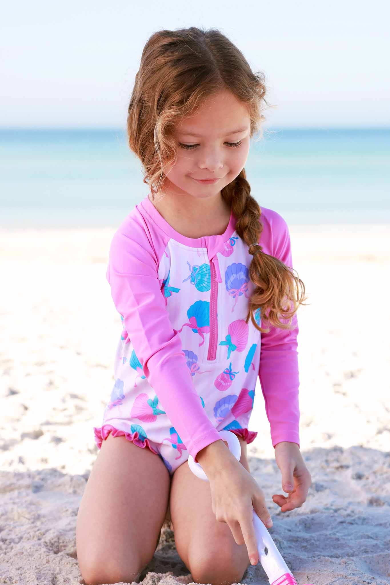 Long Sleeve Rash Guard with Front Zipper | Seaside Sweetie