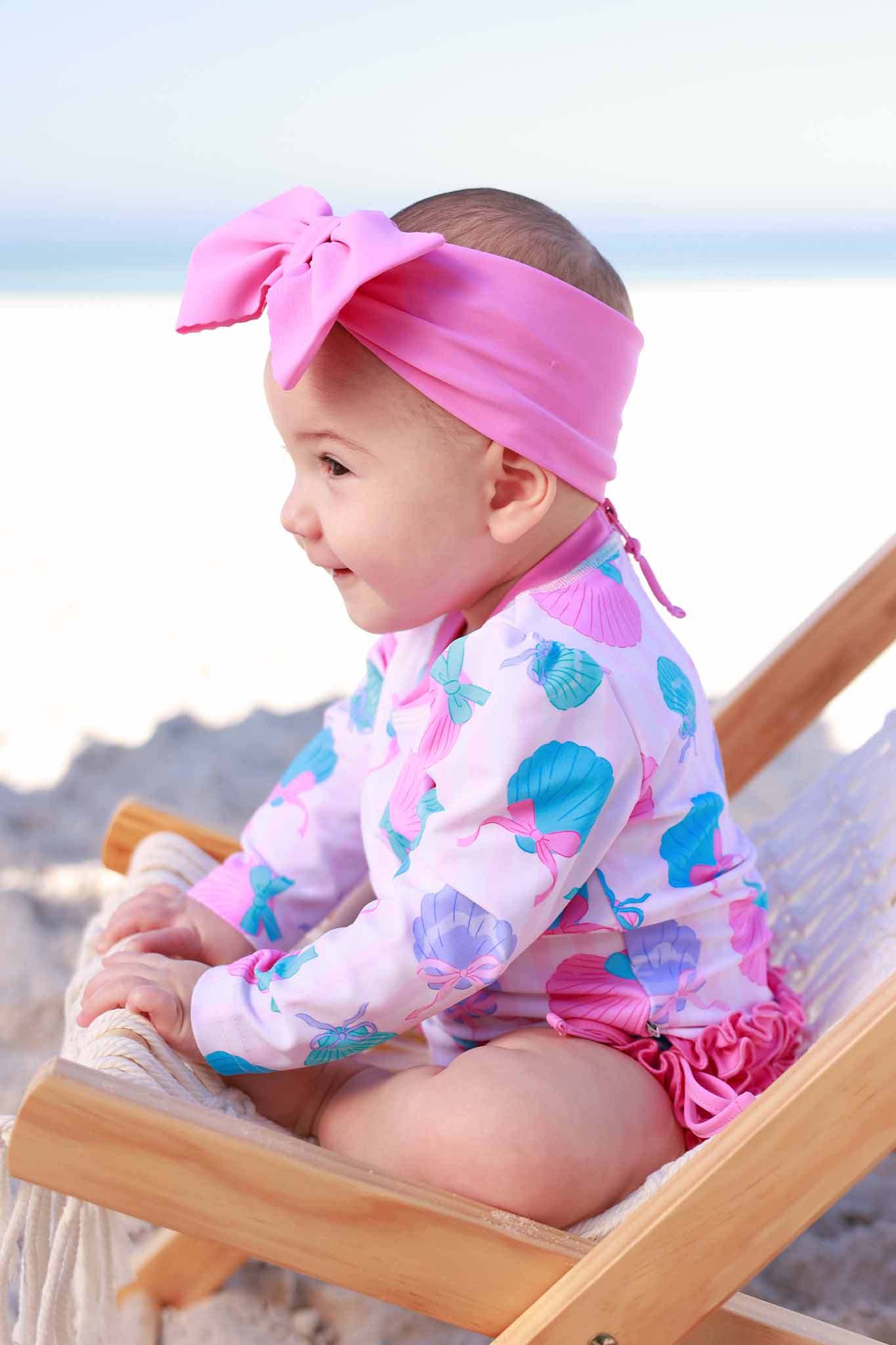 Long Sleeve Rash Guard With Ruffle Bottom | Seaside Sweetie