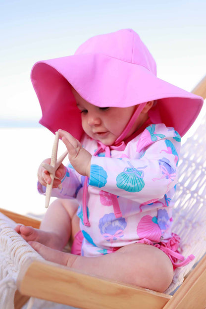 Long Sleeve Rash Guard With Ruffle Bottom | Seaside Sweetie