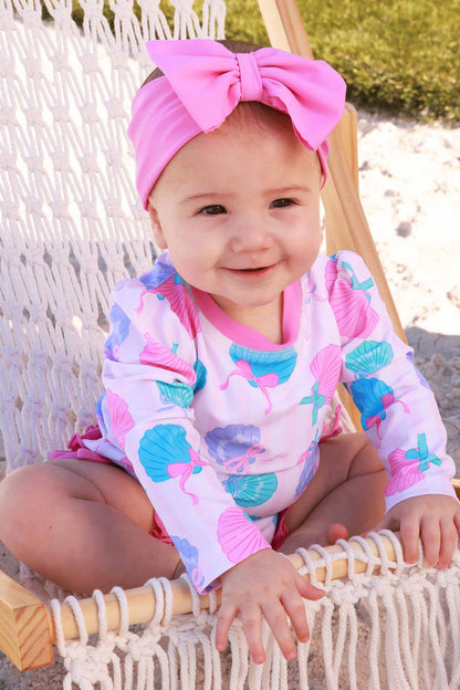 Long Sleeve Rash Guard With Ruffle Bottom | Seaside Sweetie