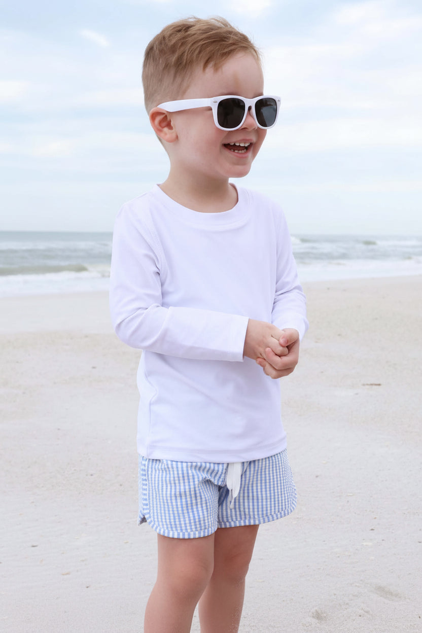 Boy's Swim Trunks | Seersucker Blue