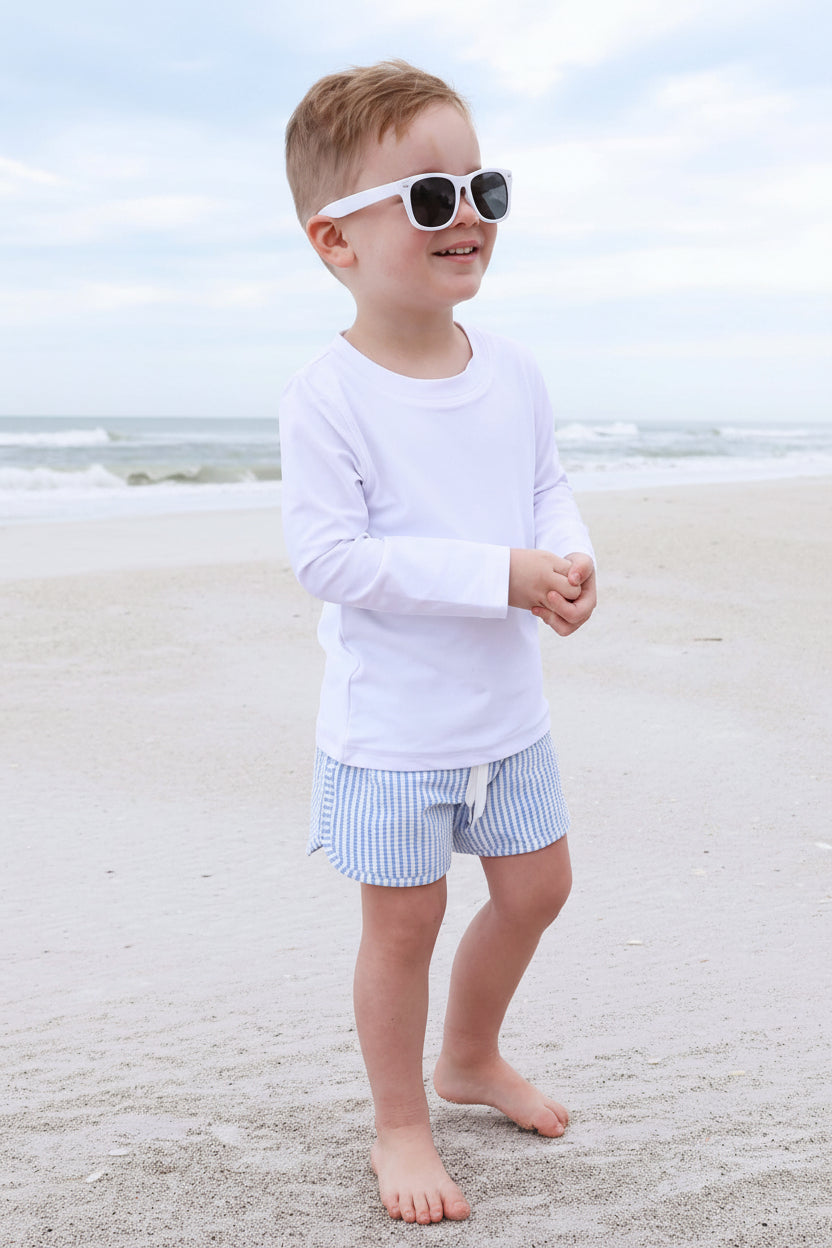 Boy's Swim Trunks | Seersucker Blue