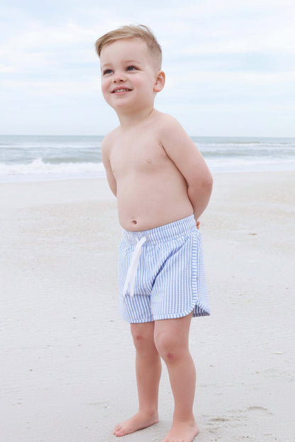 Boy's Swim Trunks | Seersucker Blue