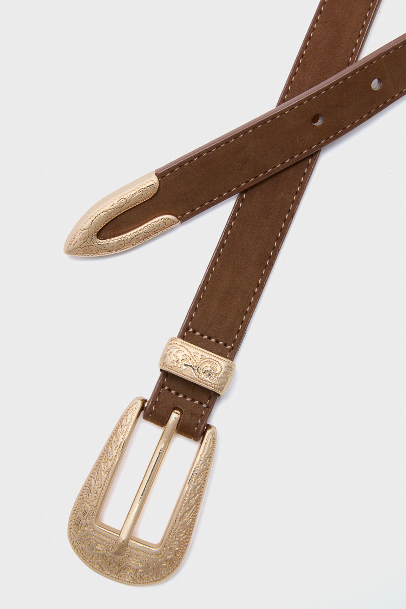 Brown Suede and Gold Phoenix Belt