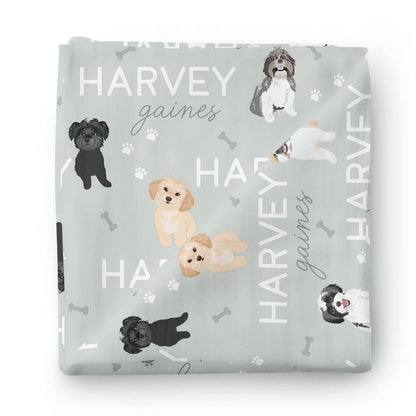 Personalized Baby Name Swaddle Blanket | Dog Breeds