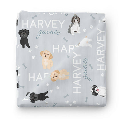 Personalized Baby Name Swaddle Blanket | Dog Breeds