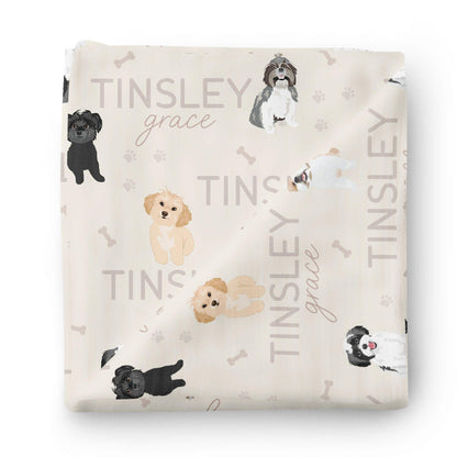 Personalized Baby Name Swaddle Blanket | Dog Breeds