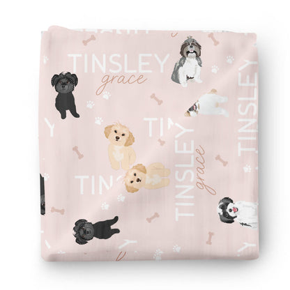 Personalized Baby Name Swaddle Blanket | Dog Breeds