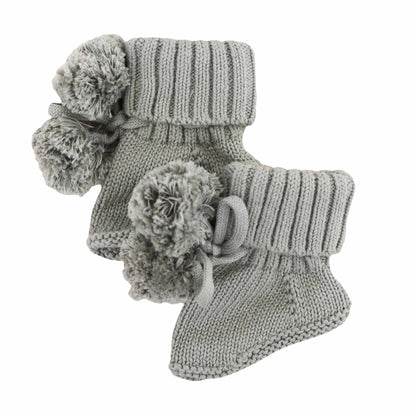 Knit Pom Pom Baby Booties