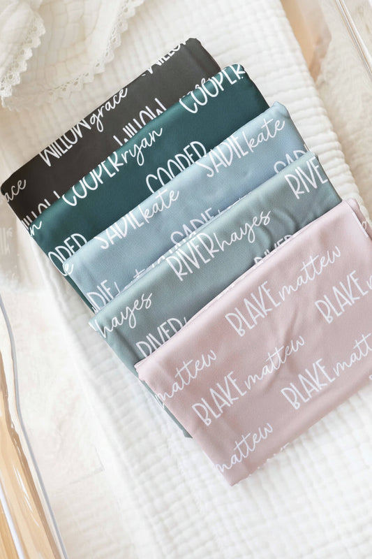 Personalized Baby Name Swaddle Blanket Font Duo | Best Selling Neutrals