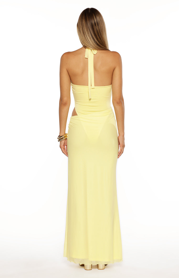 Stella Yellow Halter Cut Out Maxi Dress