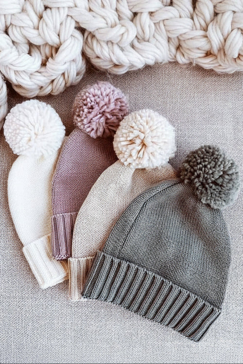 Knit Baby Pom Pom Beanie