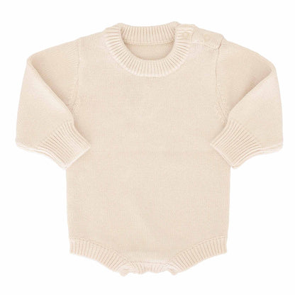 Embroidered Knit Sweater Bubble Romper | Ash