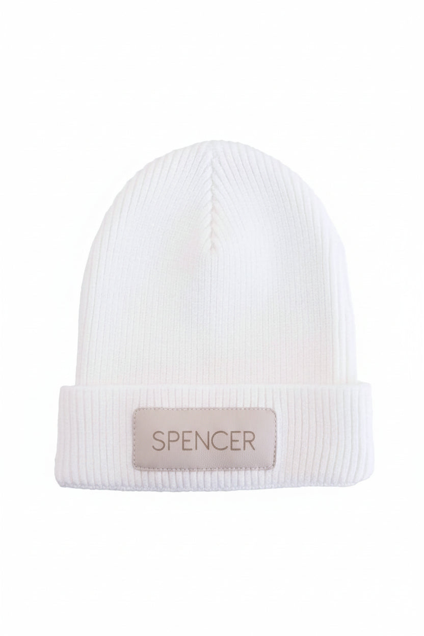 Personalized Leather Patch Beanie | All Colors
