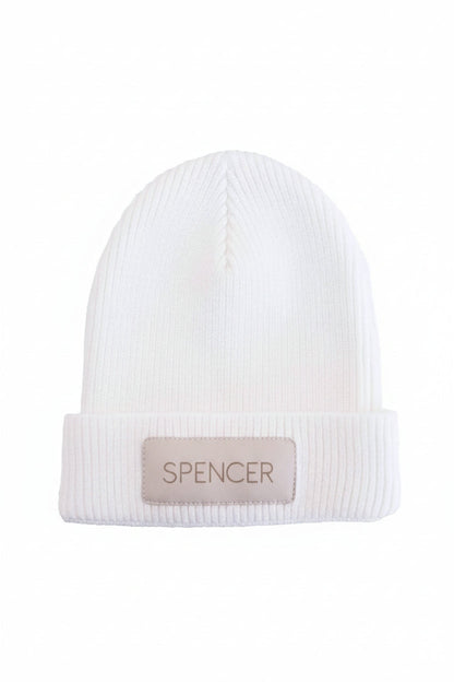 Personalized Leather Patch Beanie | All Colors
