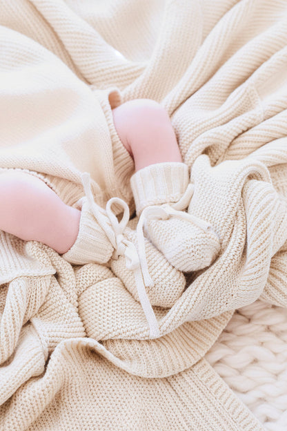 Knit Baby Booties | Sand