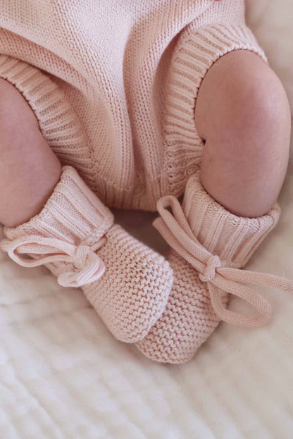 Knit Baby Booties | Tea Rose