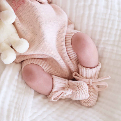 Knit Baby Booties | Tea Rose