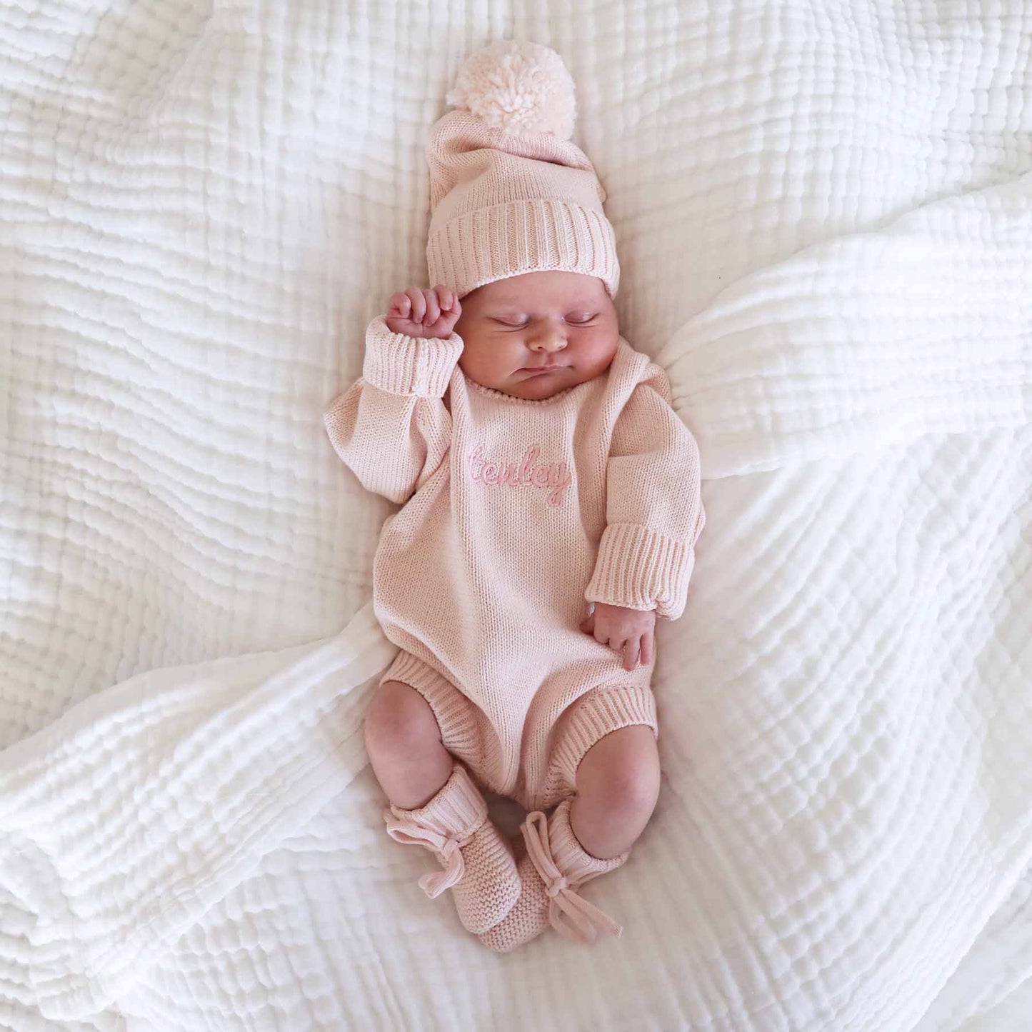 Knit Baby Pom Pom Beanie | Sweet Neutrals