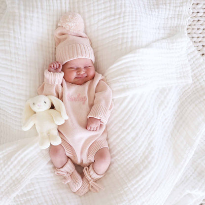 Knit Baby Booties | Tea Rose