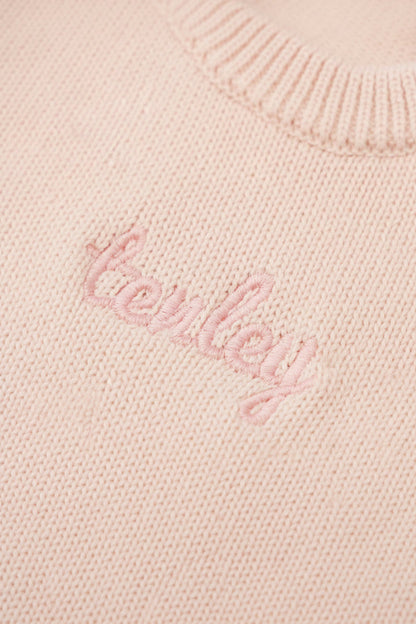 Embroidered Knit Sweater Bubble Romper | Tea Rose