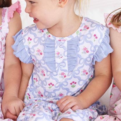 Girls' Flutter Sleeve Nightgown | Tied In Tulips