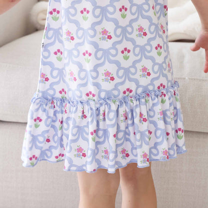Girls' Flutter Sleeve Nightgown | Tied In Tulips