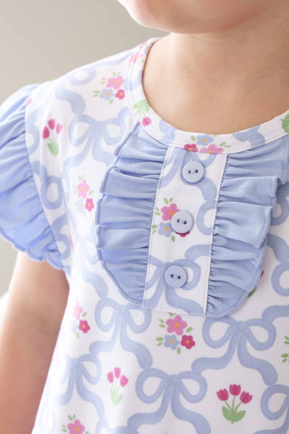 Girls' Flutter Sleeve Nightgown | Tied In Tulips