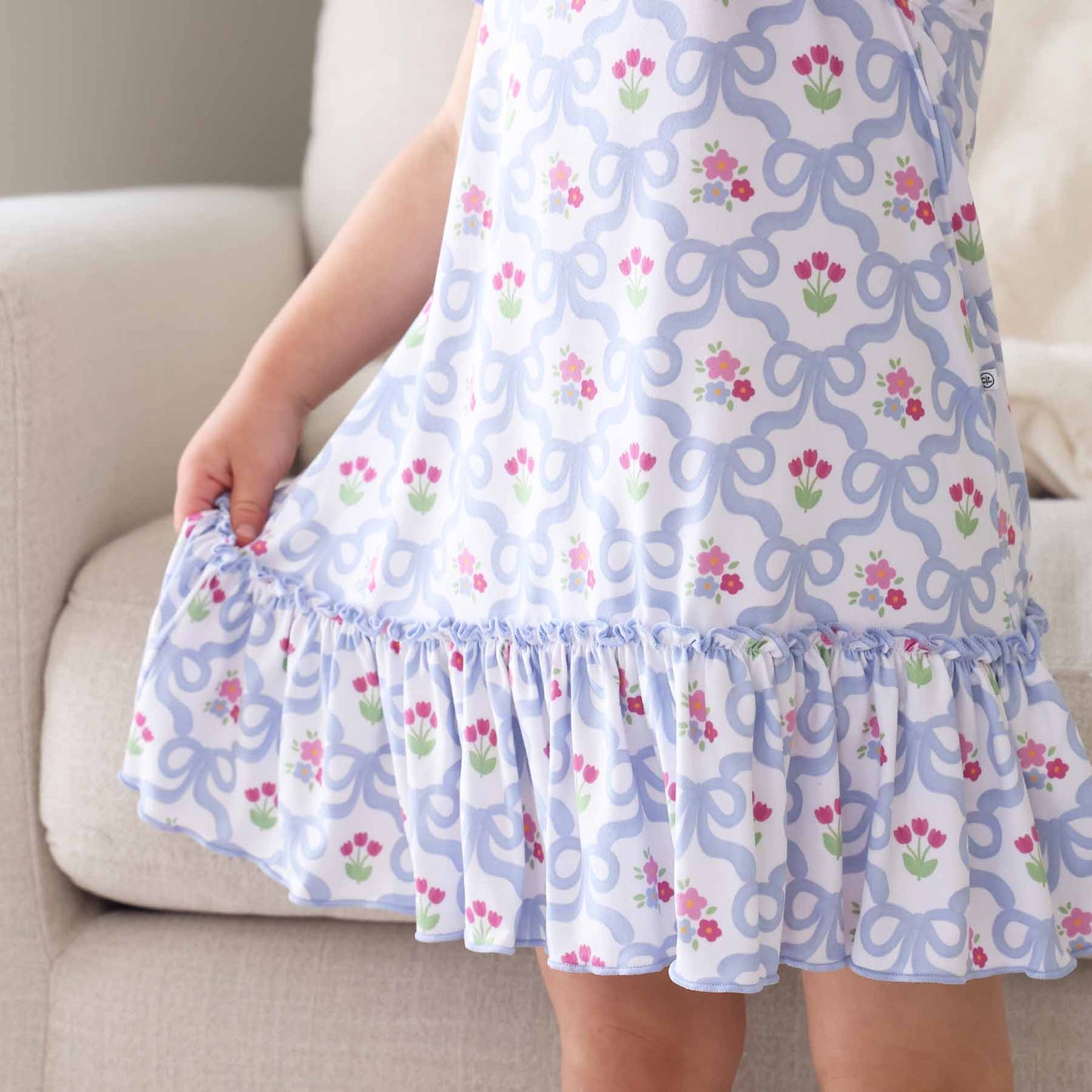 Girls' Flutter Sleeve Nightgown | Tied In Tulips