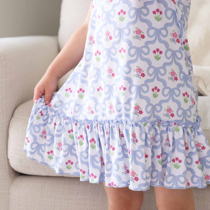 Girls' Flutter Sleeve Nightgown | Tied In Tulips