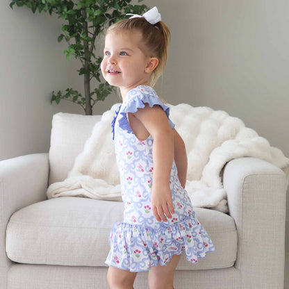 Girls' Flutter Sleeve Nightgown | Tied In Tulips